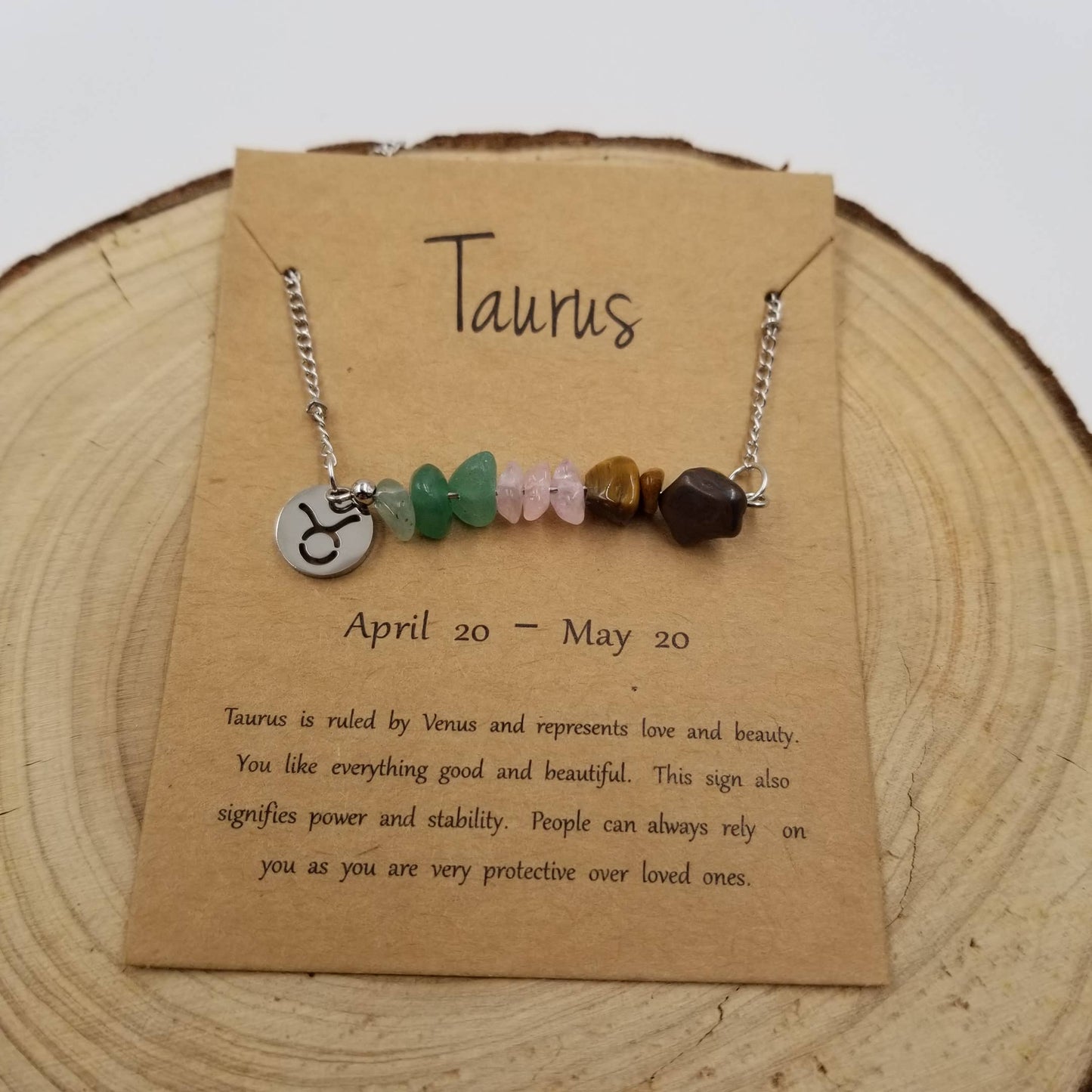 Zodiac Natural Stone Handwoven Constellation Necklace with Card