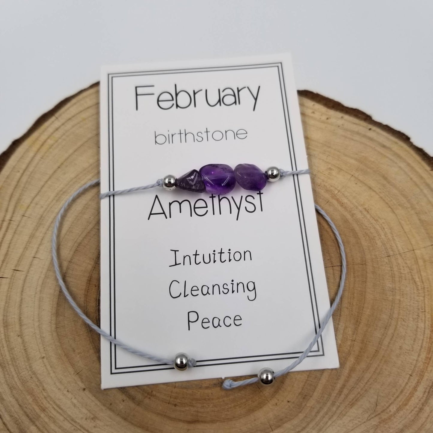 Handmade Natural Births Stone Bracelet with Card