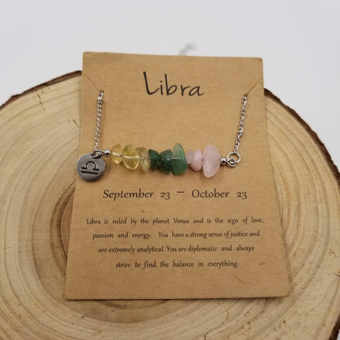 Zodiac Natural Stone Handwoven Constellation Necklace with Card