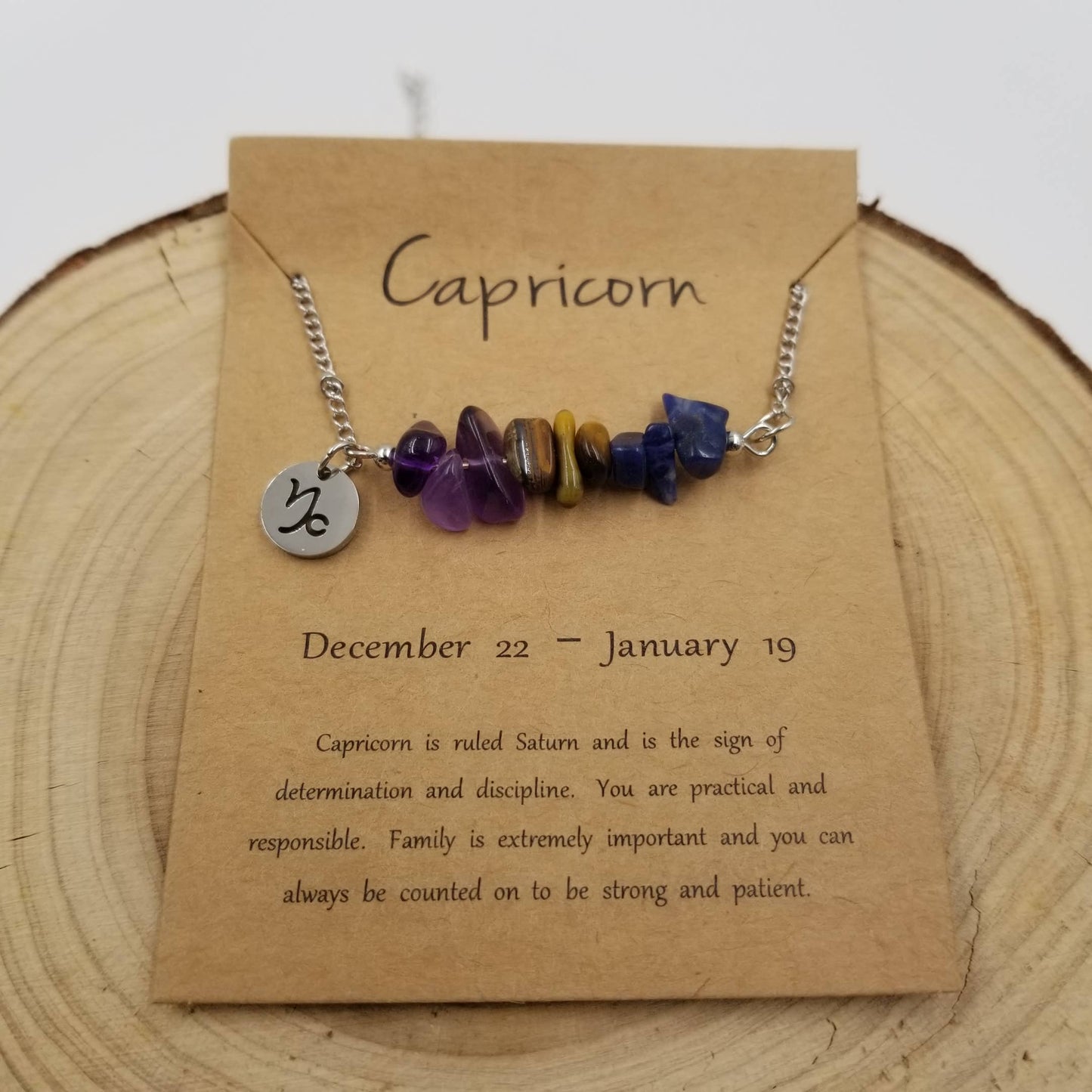 Zodiac Natural Stone Handwoven Constellation Necklace with Card