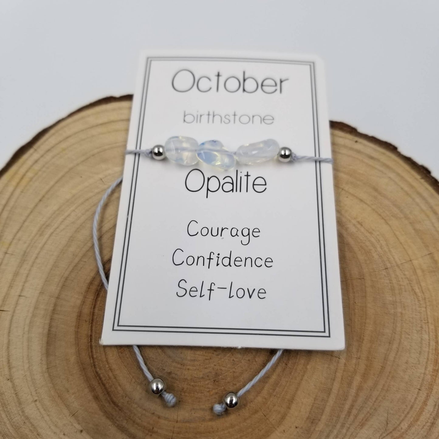 Handmade Natural Births Stone Bracelet with Card