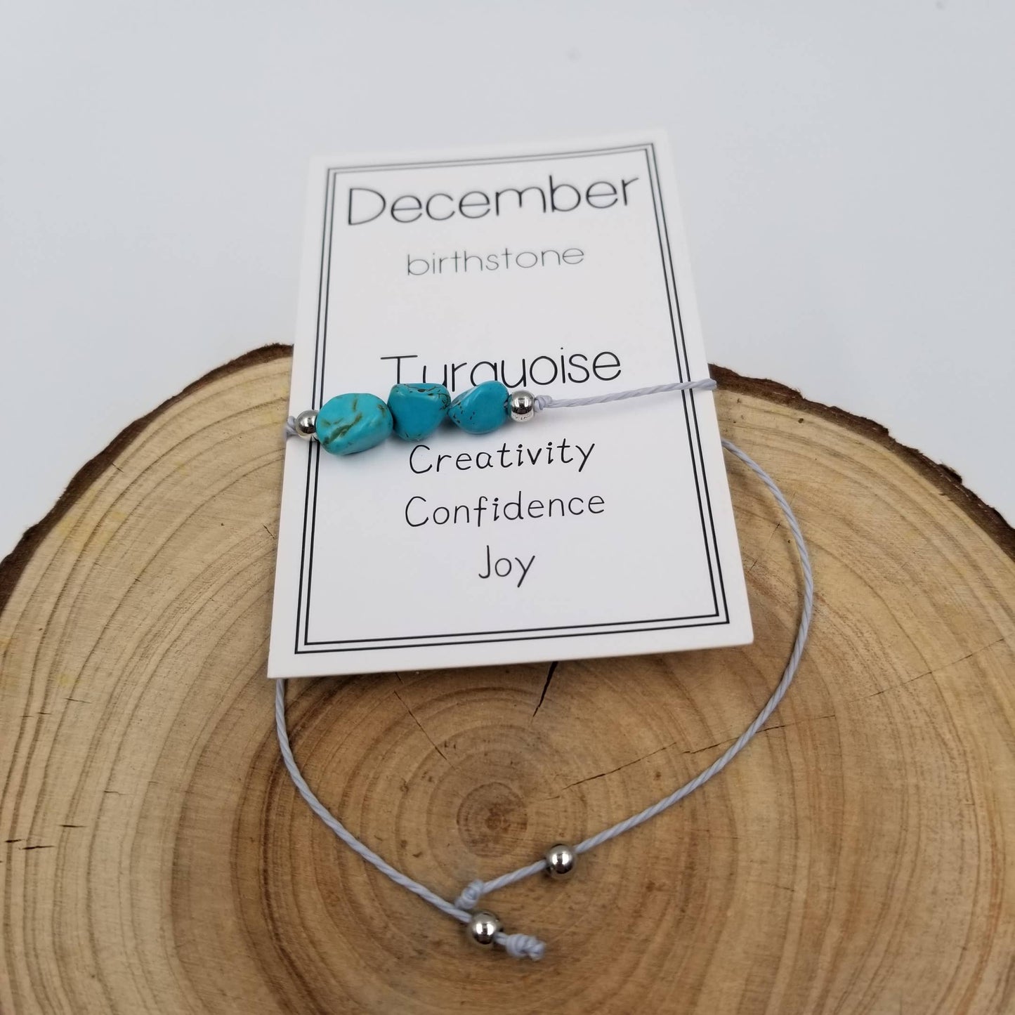 Handmade Natural Births Stone Bracelet with Card