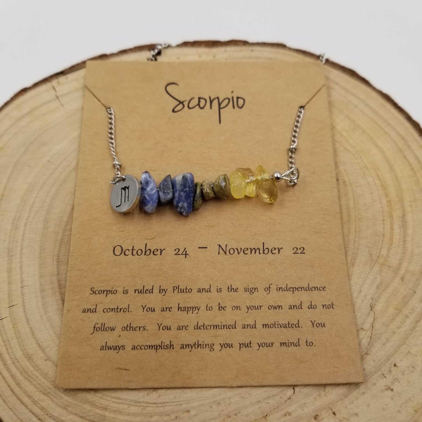 Zodiac Natural Stone Handwoven Constellation Necklace with Card