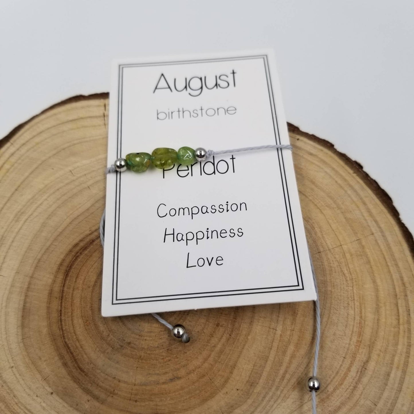 Handmade Natural Births Stone Bracelet with Card