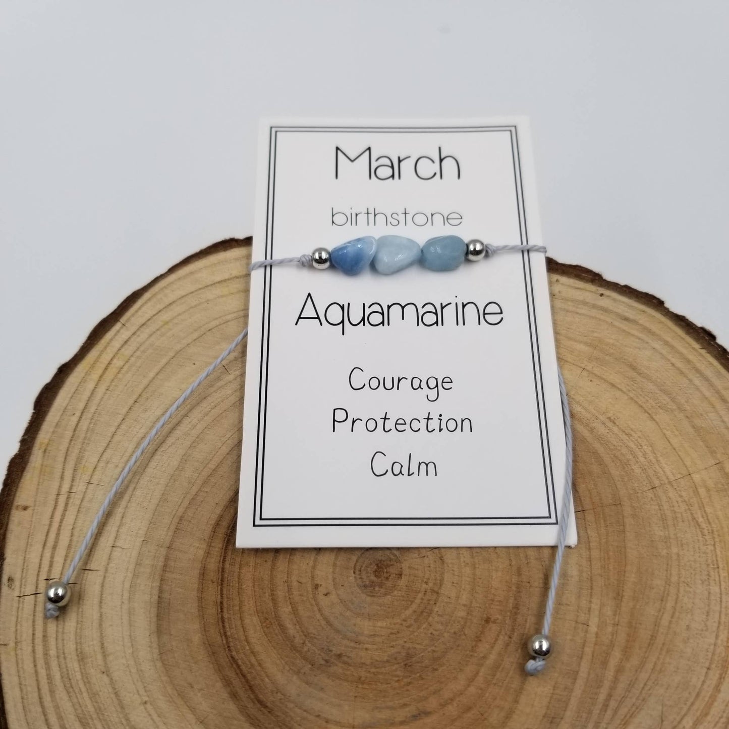 Handmade Natural Births Stone Bracelet with Card