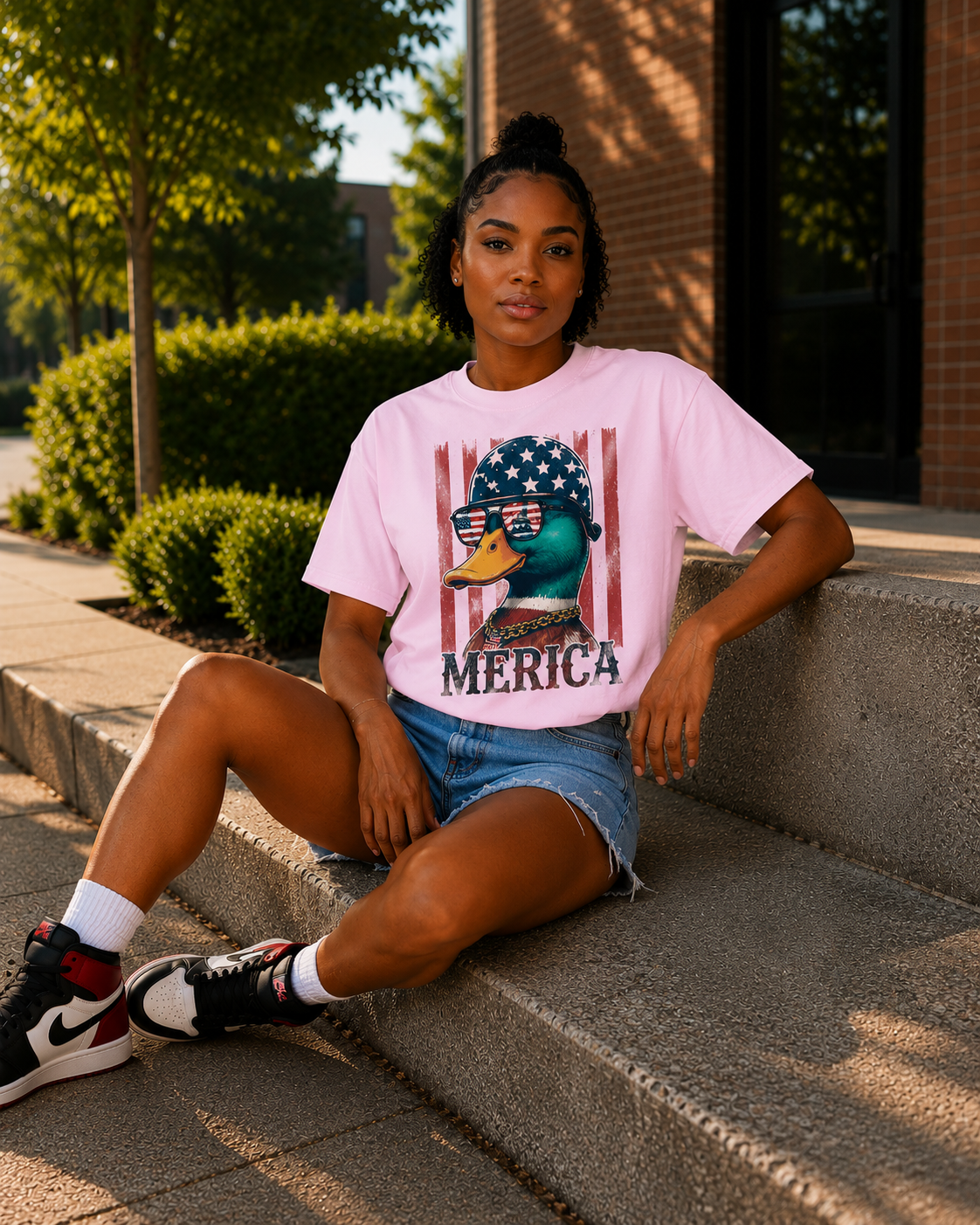 Comfort Colors® “Merica Duck” Patriotic Graphic Tee | Retro America Duck Shirt | Fourth of July Shirt | Cute USA Summer Tee