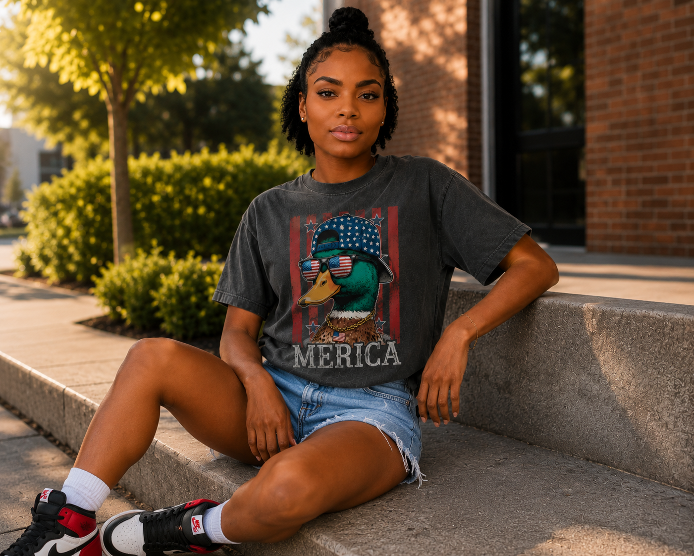 Comfort Colors® “Merica Duck” Patriotic Graphic Tee | Retro America Duck Shirt | Fourth of July Shirt | Cute USA Summer Tee