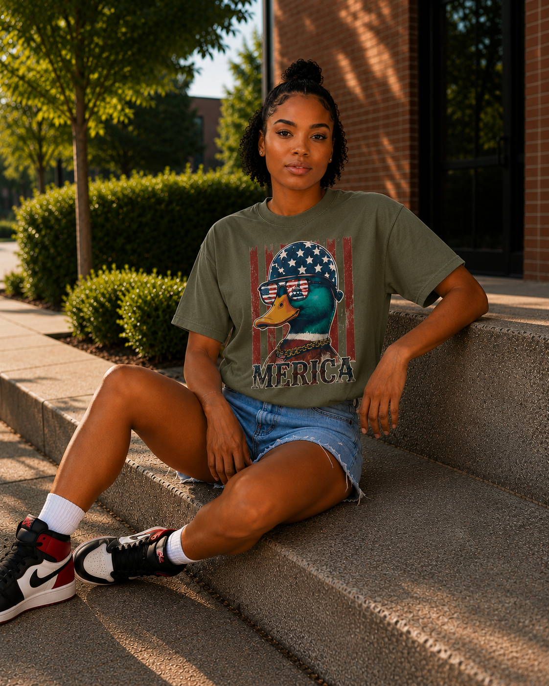 Comfort Colors® “Merica Duck” Patriotic Graphic Tee | Retro America Duck Shirt | Fourth of July Shirt | Cute USA Summer Tee