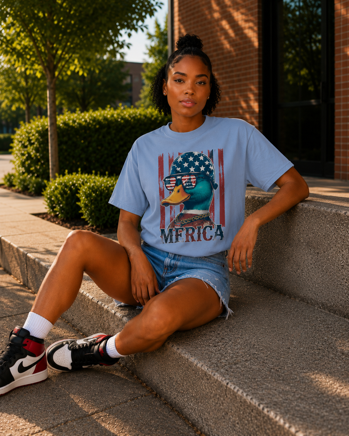 Comfort Colors® “Merica Duck” Patriotic Graphic Tee | Retro America Duck Shirt | Fourth of July Shirt | Cute USA Summer Tee