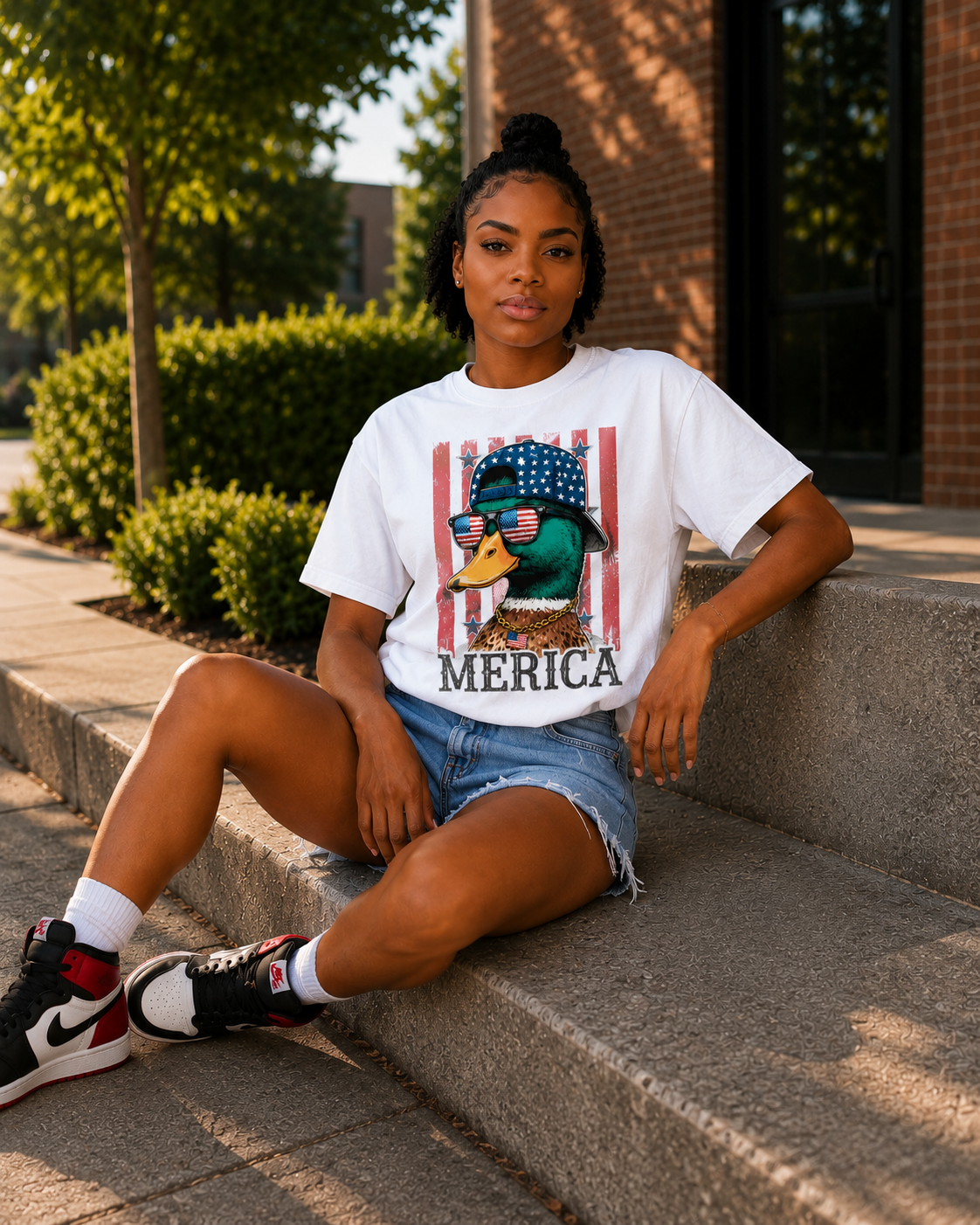 Comfort Colors® “Merica Duck” Patriotic Graphic Tee | Retro America Duck Shirt | Fourth of July Shirt | Cute USA Summer Tee