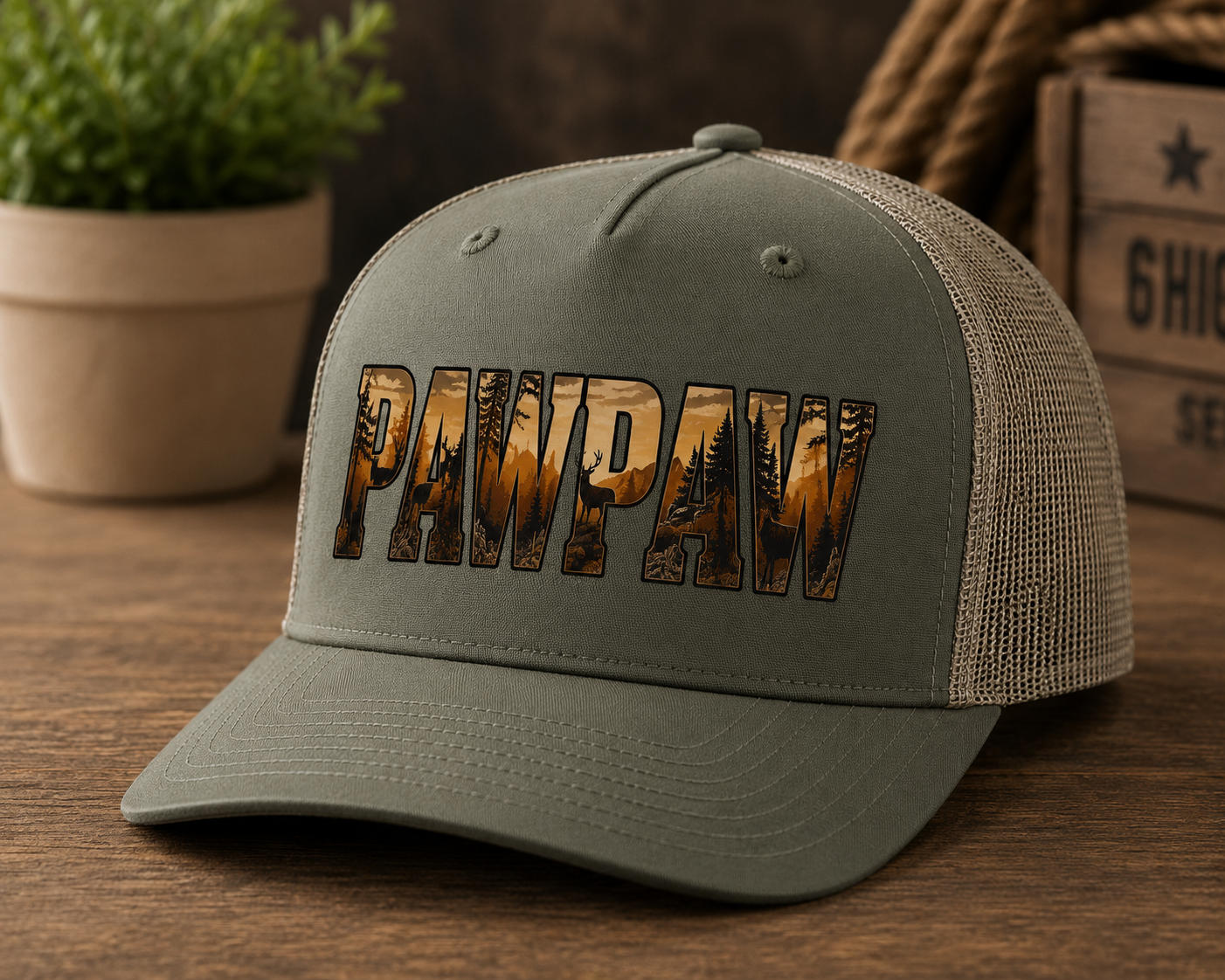PAWPAW Outdoor Trucker Hat | Richardson 5-Panel Hunting Cap | Grandpa Gift Hat