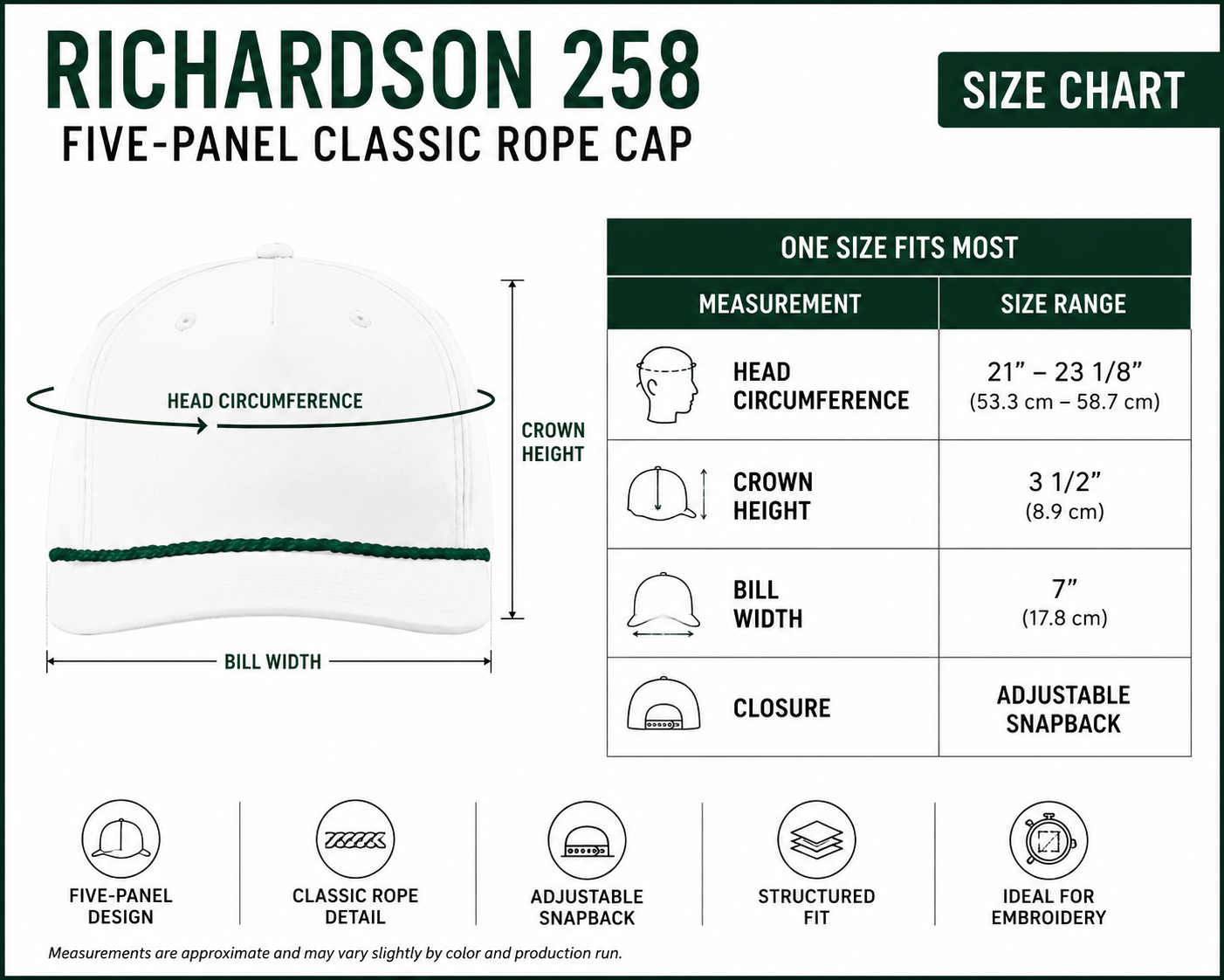Richardson 258 Five-Panel Classic Rope Cap – Retro Snapback Hat | Premium Casual Headwear