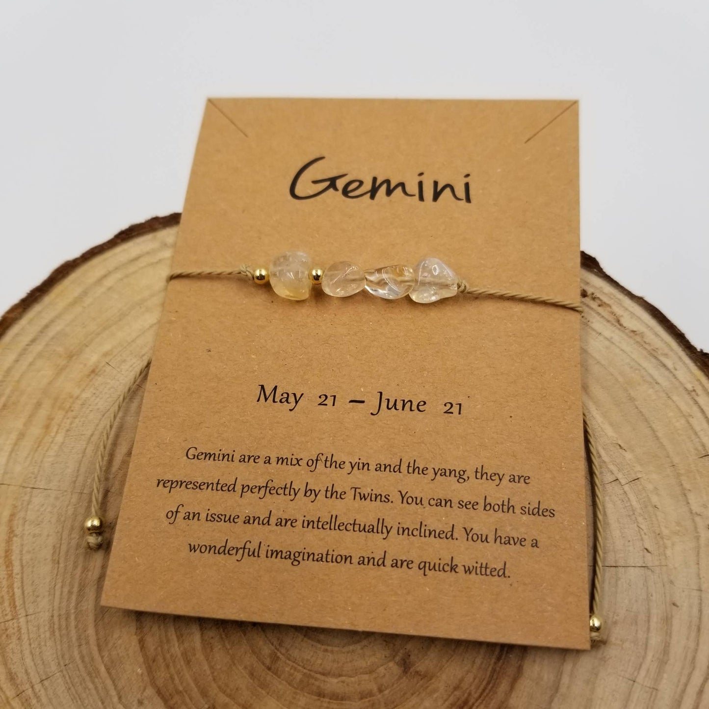 Zodiac Natural Stone Handwoven Constellation Bracelet with Card