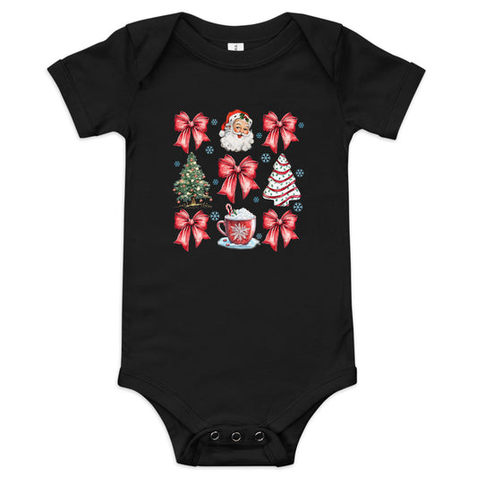 Christmas Bows & Santa Bella+Canvas Onsie