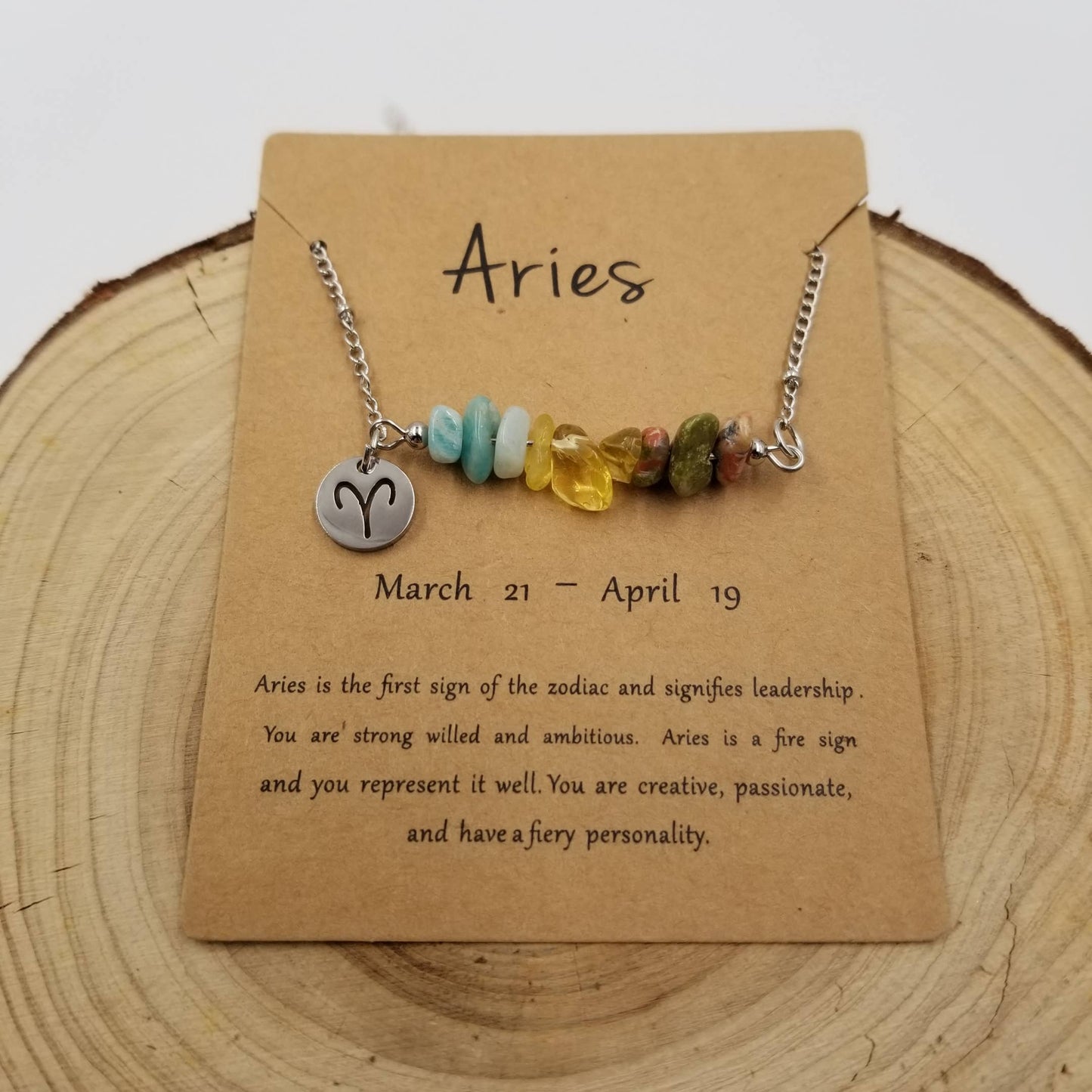 Zodiac Natural Stone Handwoven Constellation Necklace with Card