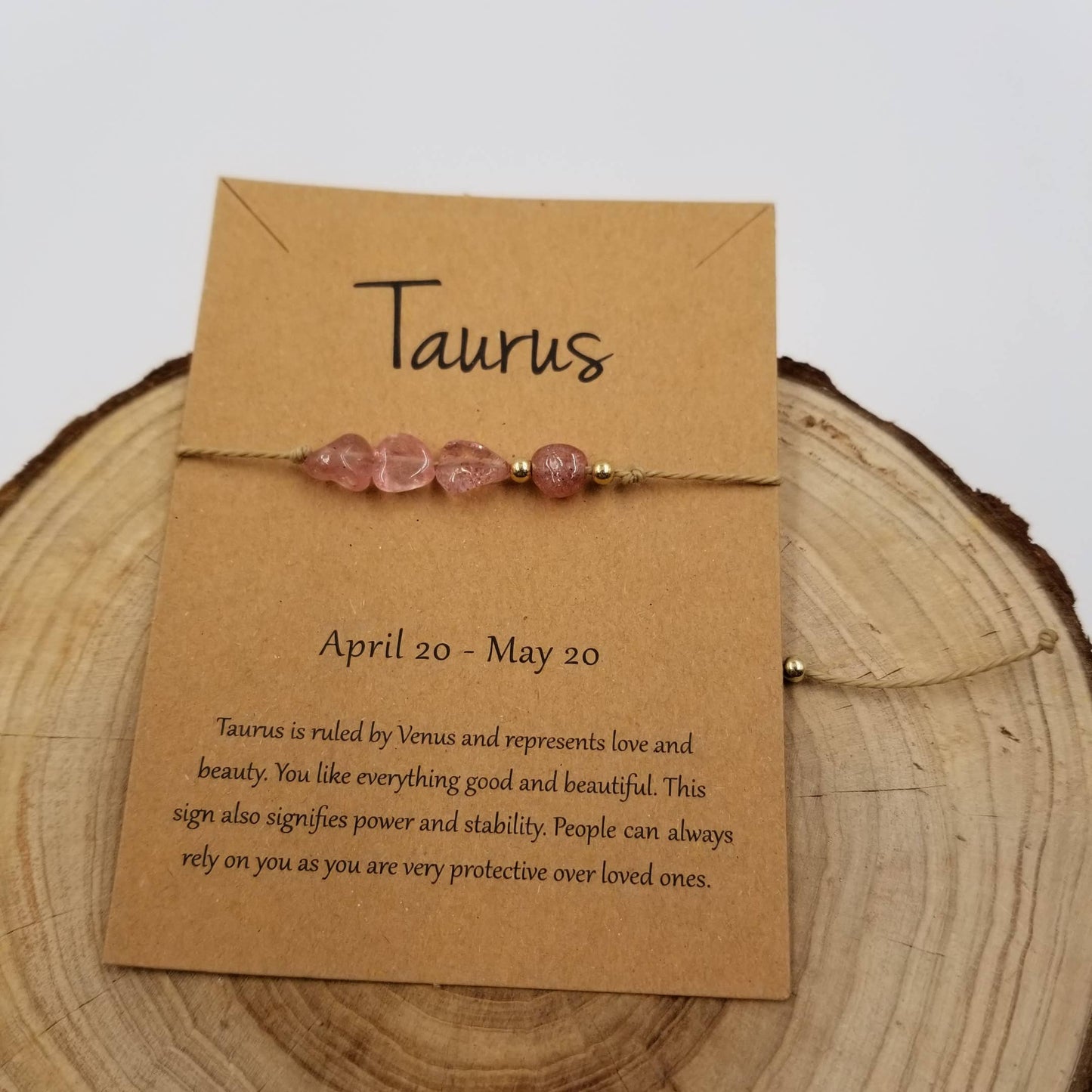 Zodiac Natural Stone Handwoven Constellation Bracelet with Card