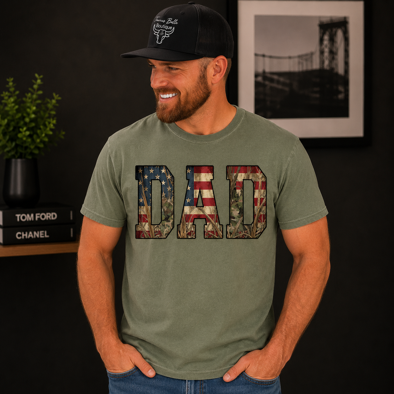 Patriotic Camo “DAD” Graphic Tee | Father’s Day Americana Shirt