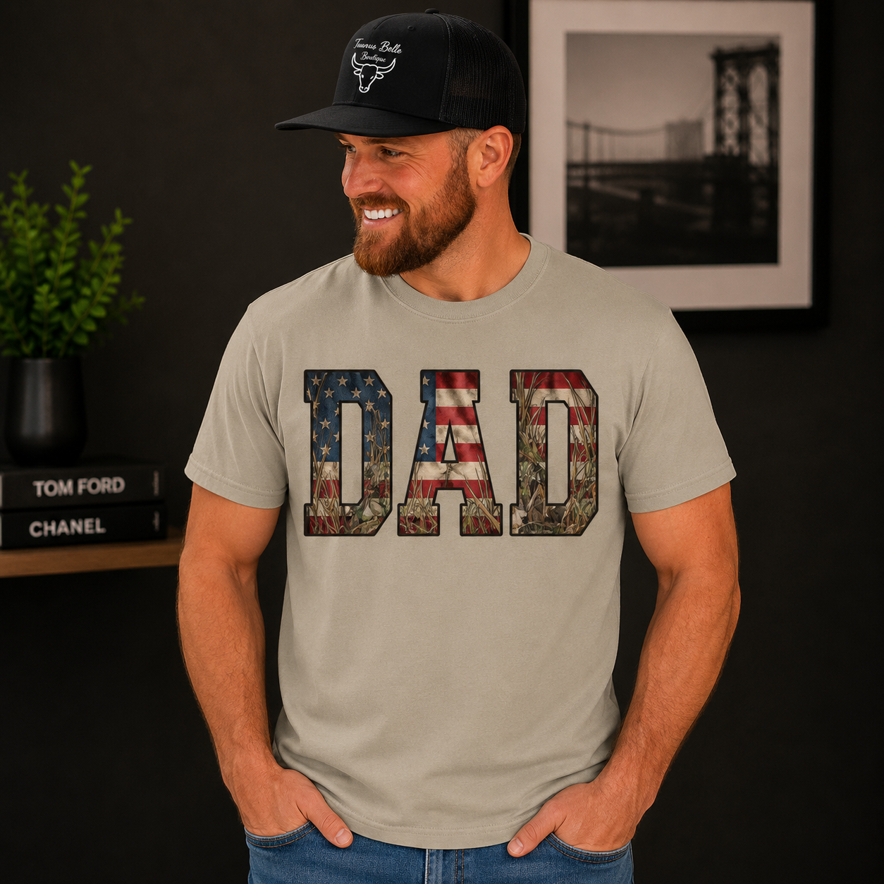 Patriotic Camo “DAD” Graphic Tee | Father’s Day Americana Shirt