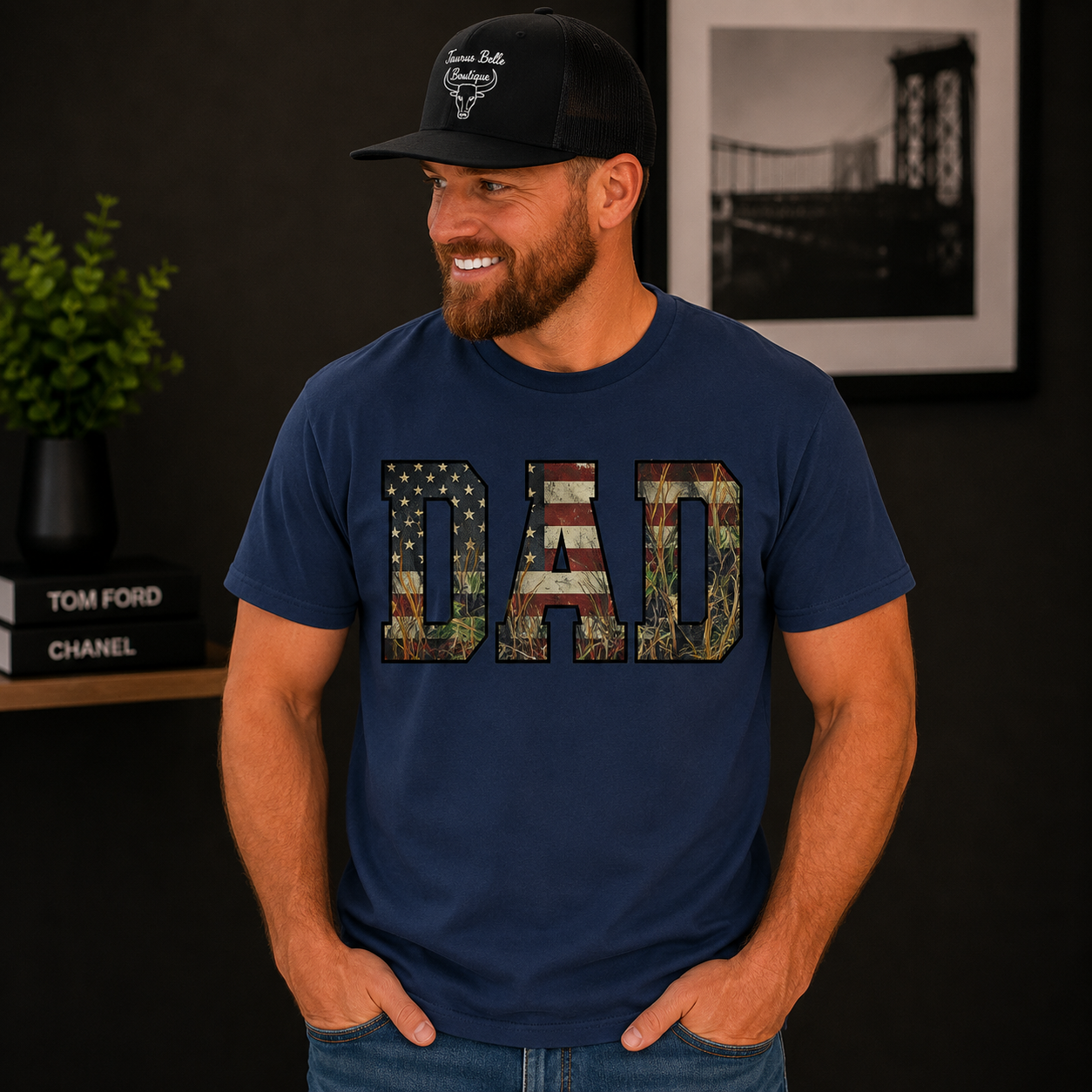 Patriotic Camo “DAD” Graphic Tee | Father’s Day Americana Shirt