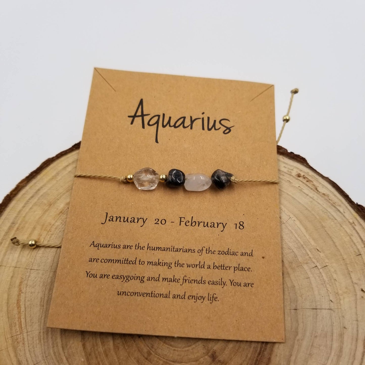 Zodiac Natural Stone Handwoven Constellation Bracelet with Card