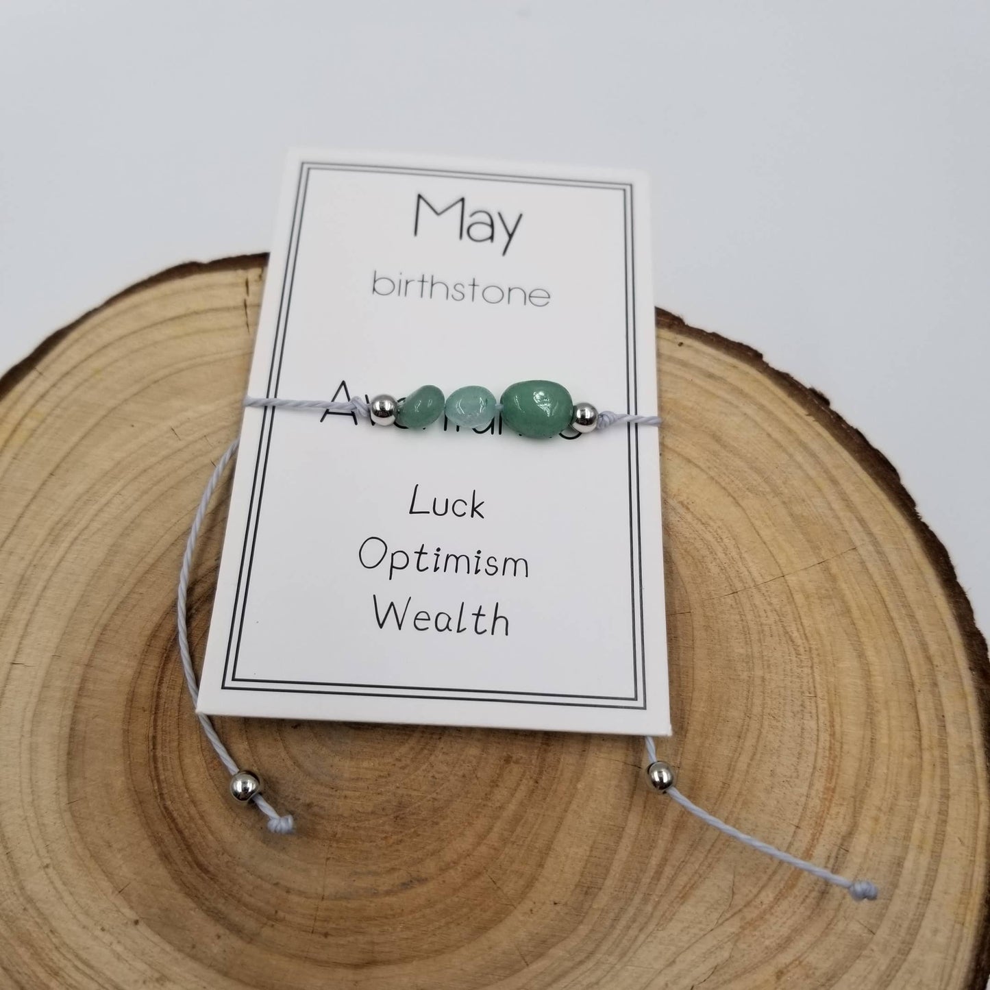 Handmade Natural Births Stone Bracelet with Card