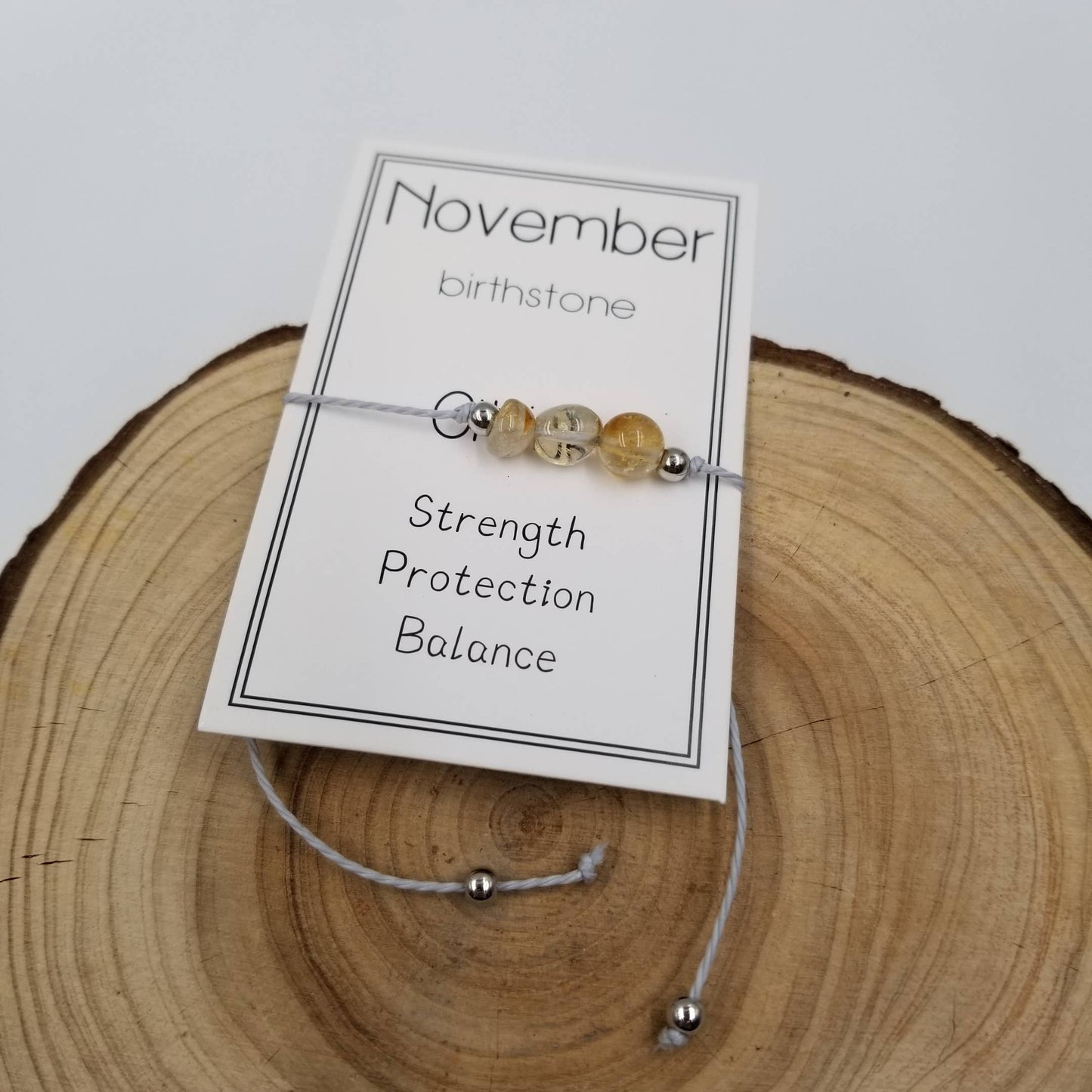 Handmade Natural Births Stone Bracelet with Card