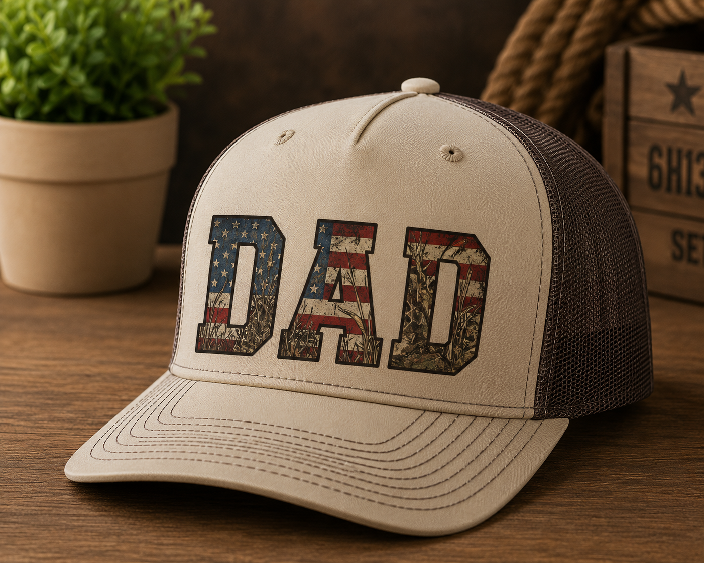 DAD Patriotic Camo Trucker Hat | Richardson Style Snapback | Father’s Day Hat for Dad